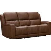 Pierce Zero Gravity Power Recline Sofa with Power Head Rest, Lumbar & Table Cinnamon Brown Leather